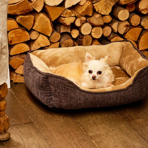 Chenille & Coral Fleece Pet Bed - Large