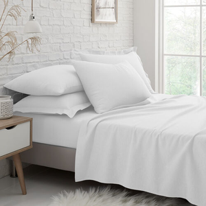 SUPER KING FITTED SHEET Brushed Cotton White