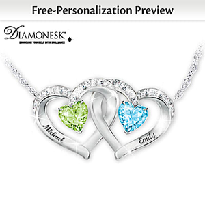 Birthstone Heart To Heart Personalized Pendant Necklace