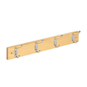 4 Hook Wooden Coat Rack Pine