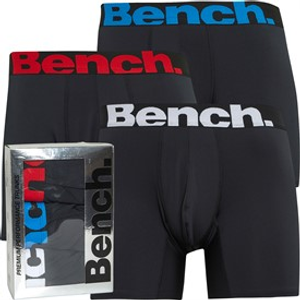 Bench Mens Macron Three Pack Premium Performance Boxer Trunks Black