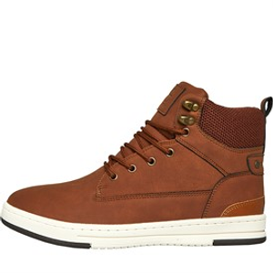 Crosshatch Mens Staiger Hi-Top Trainers Tan