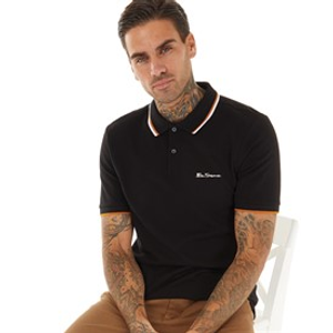 Ben Sherman Mens Twin Tipped Polo Shirt Black