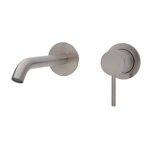 Kaya Wall Basin/Bath Mixer Set Round Plate PVD Brushed Nickel 160mm Outlet 5Star [201671]