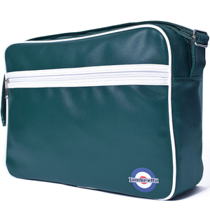 Lambretta Mens Retro Flight Faux Leather Satchel Bag - One Size / Green/White