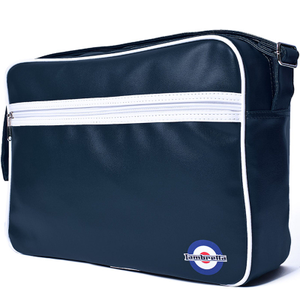Lambretta Mens Retro Flight Faux Leather Satchel Bag - One Size / Navy/White