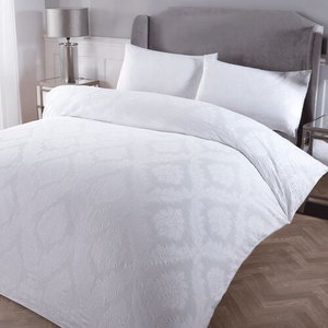 KING SIZE DUVET COVER Damask Jacquard White