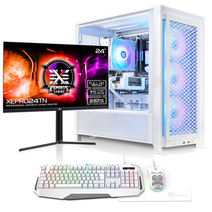 AWD-IT ARCTIC FRAME, AMD Ryzen 5700X, NVIDIA RTX 5060 TI 8GB, 24" 240Hz Monitor Next Day White Gaming PC Package
