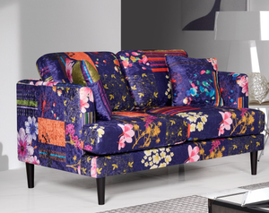 Purple Patchwork Fabric 2 Seater Sofa RAVELLO