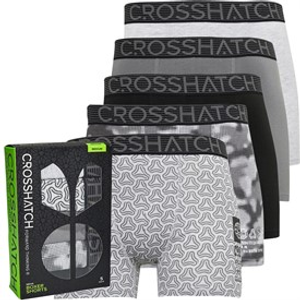 Crosshatch Mens Buzzard Five Pack Boxers Grey Marl/Pattern/Dark Grey/Pattern/Black