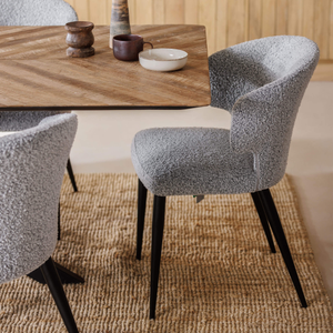 Perla Grey Boucle Fabric Dining Chair
