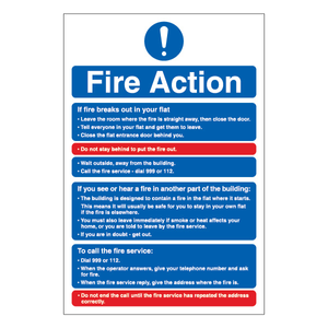 Fire Action - Stay Put 200 x 300 mm - Self Adhesive Vinyl