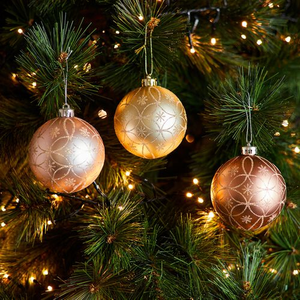 6 Pack Rose Gold Luxury Christmas Bauble Set