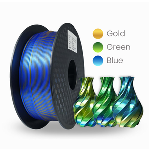 1 x Silk PLA 3D Filament 1.75mm Tricolour Gold & Green & Blue - 1KG