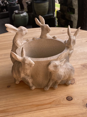 Amigas Bunny Party Planter - Outdoor Candle Holder & Ornament