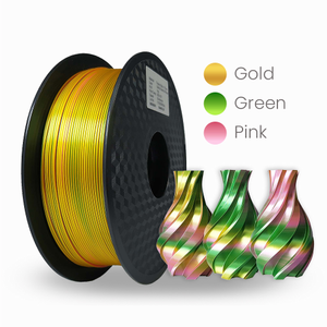 1 x Silk PLA 3D Filament 1.75mm Tricolour Gold & Green & Pink - 1KG