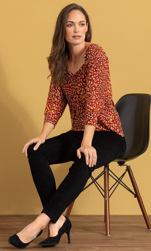 Animal Print Jersey Top - Orange
