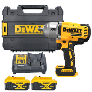 Dewalt DCF900P2T 18V XR Brushless 1/2" High Torque Impact Wrench With 2 x 5.0Ah Batteries, Charger & TSTAK Carry Case