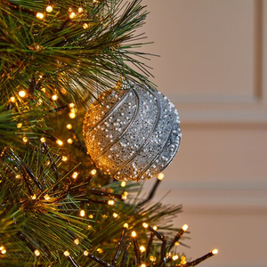 Glitter Christmas Bauble Tree Decoration - Silver