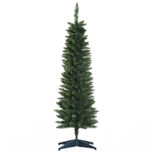 HOMCOM 5ft Unlit Artificial Christmas Tree, Pencil Slim Xmas Tree with Solid Stand and Realistic Branches, Green