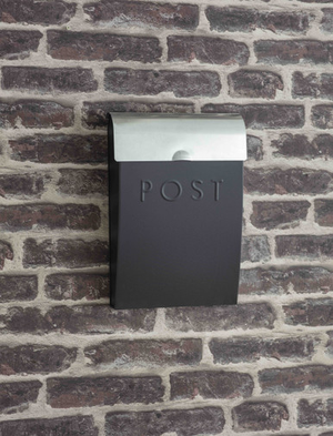 Classic Post Box With Lock - Steel, Carbon