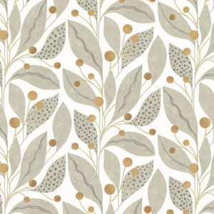 Ohpopsi Berry Dot Leaves Bone/Tan Wallpaper - GRA50136W