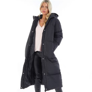 French Connection Womens Row L 2 Long Puffer Coat Black