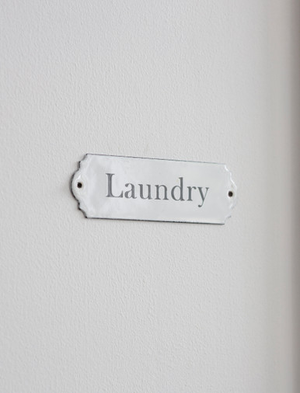 Enamel Sign Laundry - White