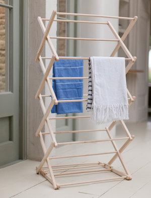 Classic Folding Wooden Clothes Horse - Beech Wood, Natural