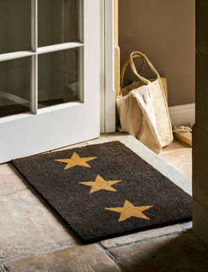 Doormat 3 Stars - Coir, Charcoal, Large