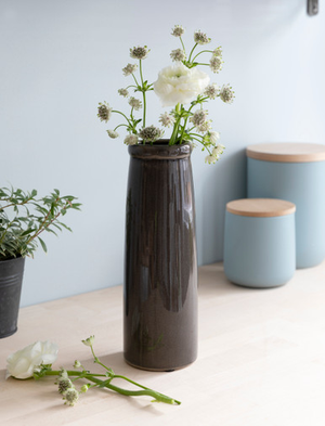 Ravello Bottle Vase - Stoneware, Charcoal
