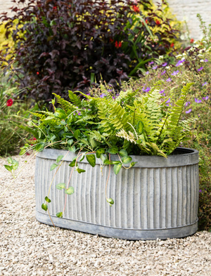 Vence Oval Trough 52.5cm - Galvanised Steel, Grey