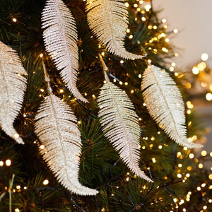 8 Pack Gold Feathers Christmas Tree Decoration