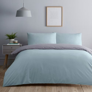 SUPERKING DUVET COVER Luxury Percale Duck Egg/Grey