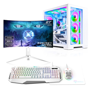 AWD-IT CUBE White Ryzen 7 5700X NVIDIA RTX 5060 8GB 27" 180Hz White Monitor Desktop PC Gaming Package