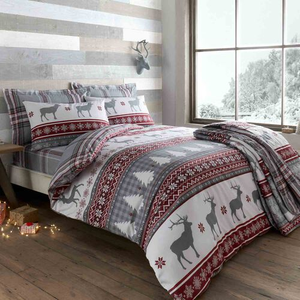SUPER KING DUVET COVER Brushed Cotton Fairisle Deer