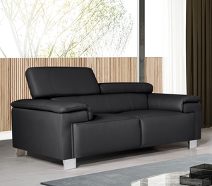 Genuine Leather Black 2 Seater Sofa LIVORNO