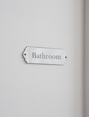 Enamel Sign Bathroom - White