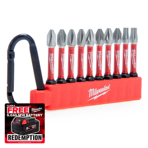 Milwaukee 4932492939 Shockwave Carabiner Screwdriver Bit Set 10 Pieces