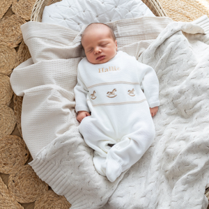 White Rocking Horse Knitted Onesie