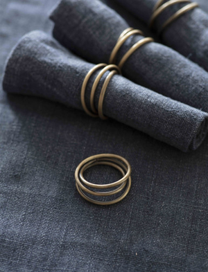 Brompton Napkin Rings - Steel, Antique Brass Finish, Set of 4