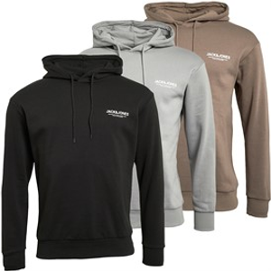 JACK & JONES Mens Mason Three Pack Hoodies Black/Alloy/Falcon