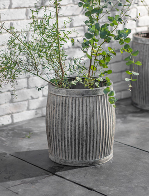 Vence Tall Planter 38cm - Galvanised Steel, Grey