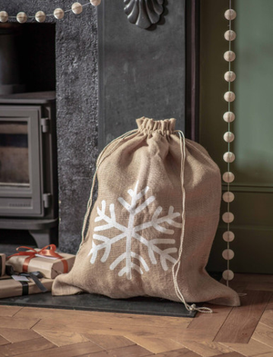 Classic Christmas Sack Snowflake - Jute, Natural
