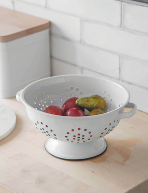 Enamel Colander - White