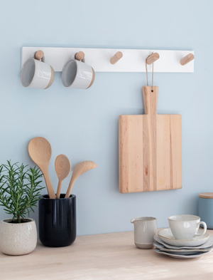Melcombe 5 Peg Rail - Beech Wood, Lily White