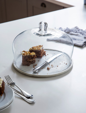 Brompton Marble Cake Dome - Glass, White