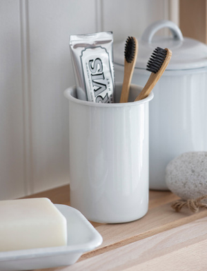 Enamel Toothbrush Holder - White