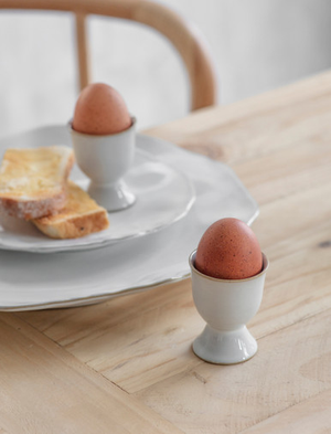 Ithaca Egg Cups - Stoneware, White, Set of 2