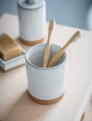 Vathy Toothbrush Holder White - Ceramic, Chalk